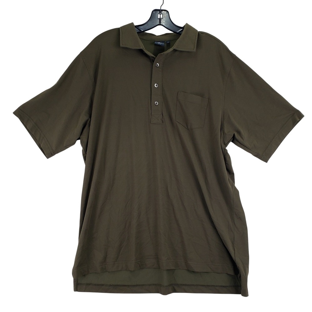 Fairway Greene Polo Shirt Mens XL Olive Pocket Stretch Golf Preppy Casual